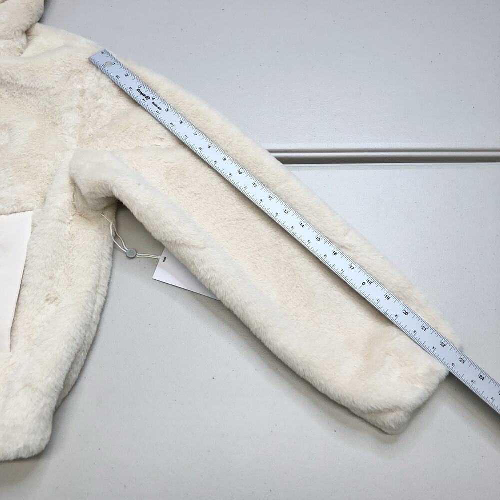 Zella Faux Fur Hooded Jacket Beige Seashore Size XS Zip Up MSRP 129$ - Picture 4 of 9